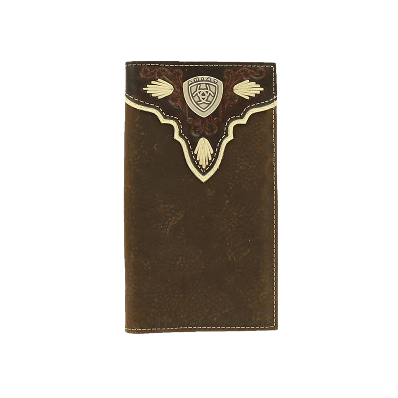 Ariat Mens Leather Checkbook Wallet