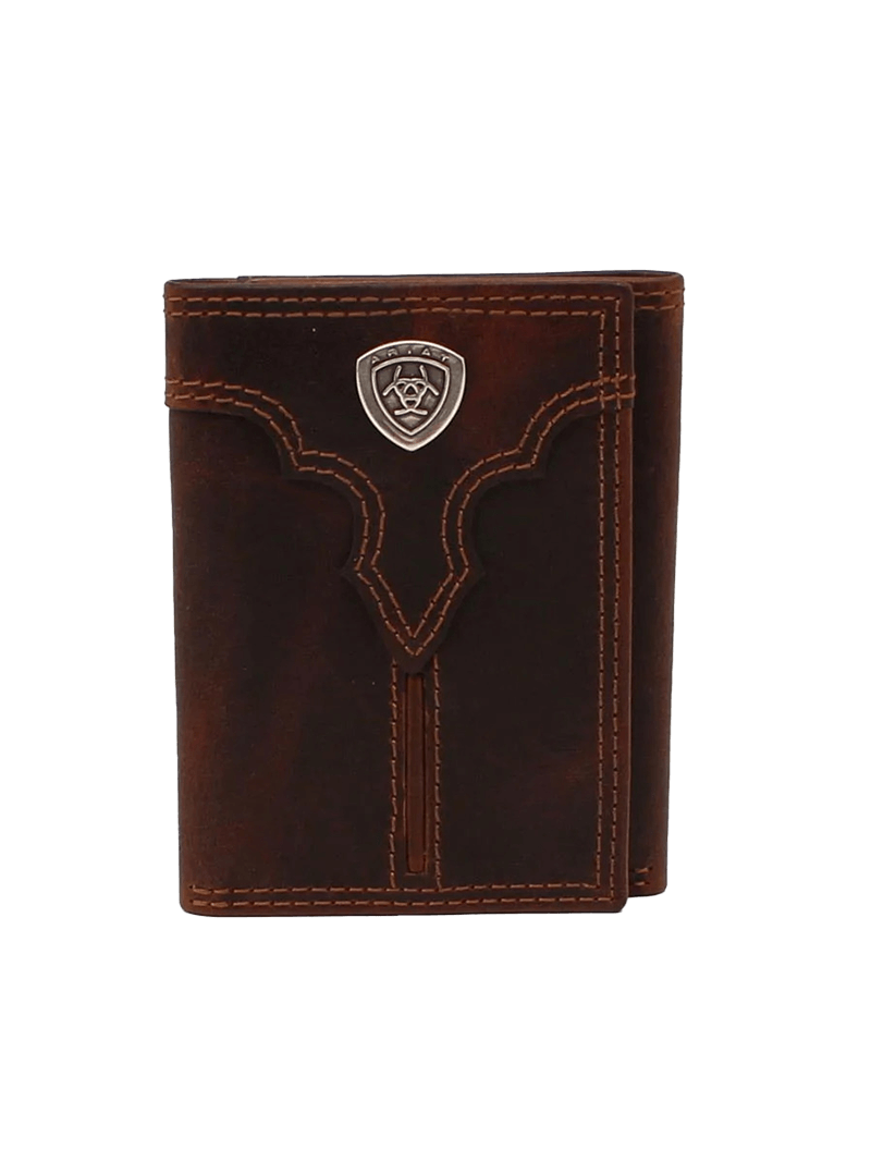 Ariat M&F Brown Trifold Leather Wallet Accesories