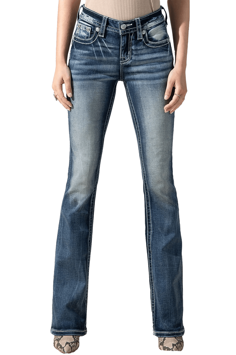 Miss Me Women's Braided Border Bootcut Jeans - Western Style in Dark ...