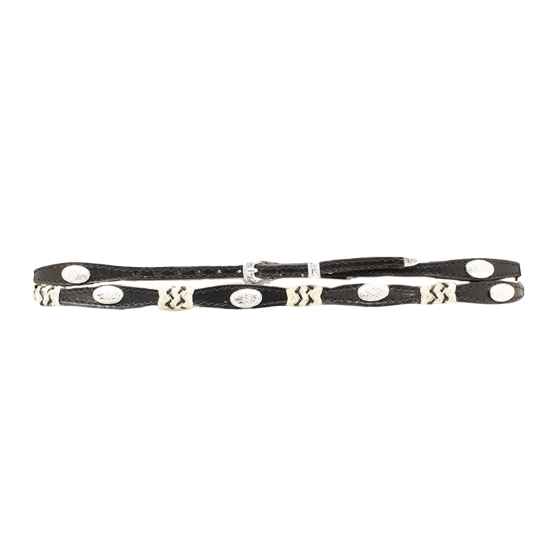 M&F Unisex Leather Scalloped Black Hatband