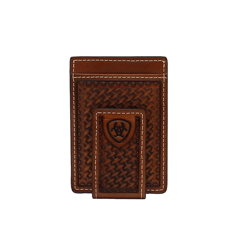 Ariat M&amp;F Brown Embroidered Money Clip