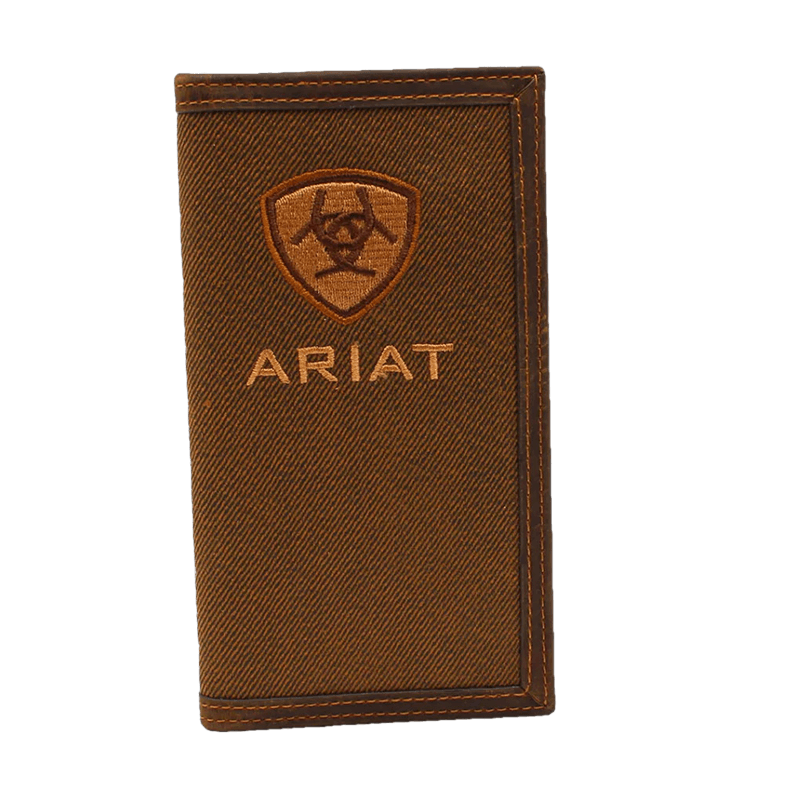 Ariat Men's Brown Logo Oilskin Cotton Rodeo Wallet