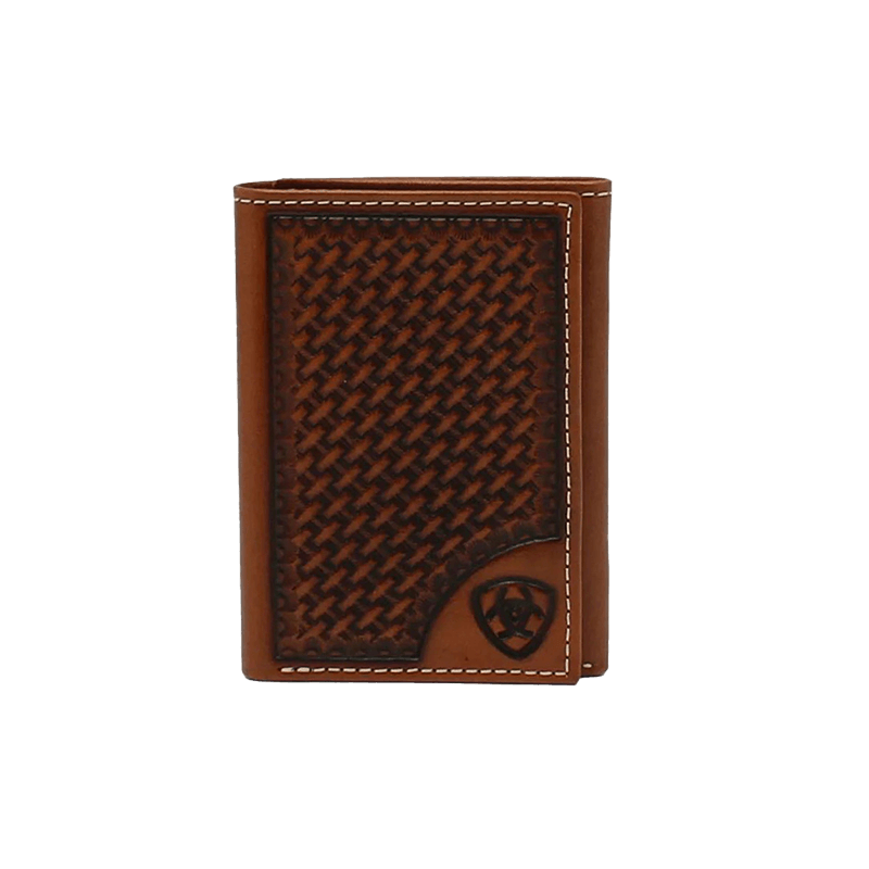 Ariat M&amp;F Brown Tan Trifold Wallet
