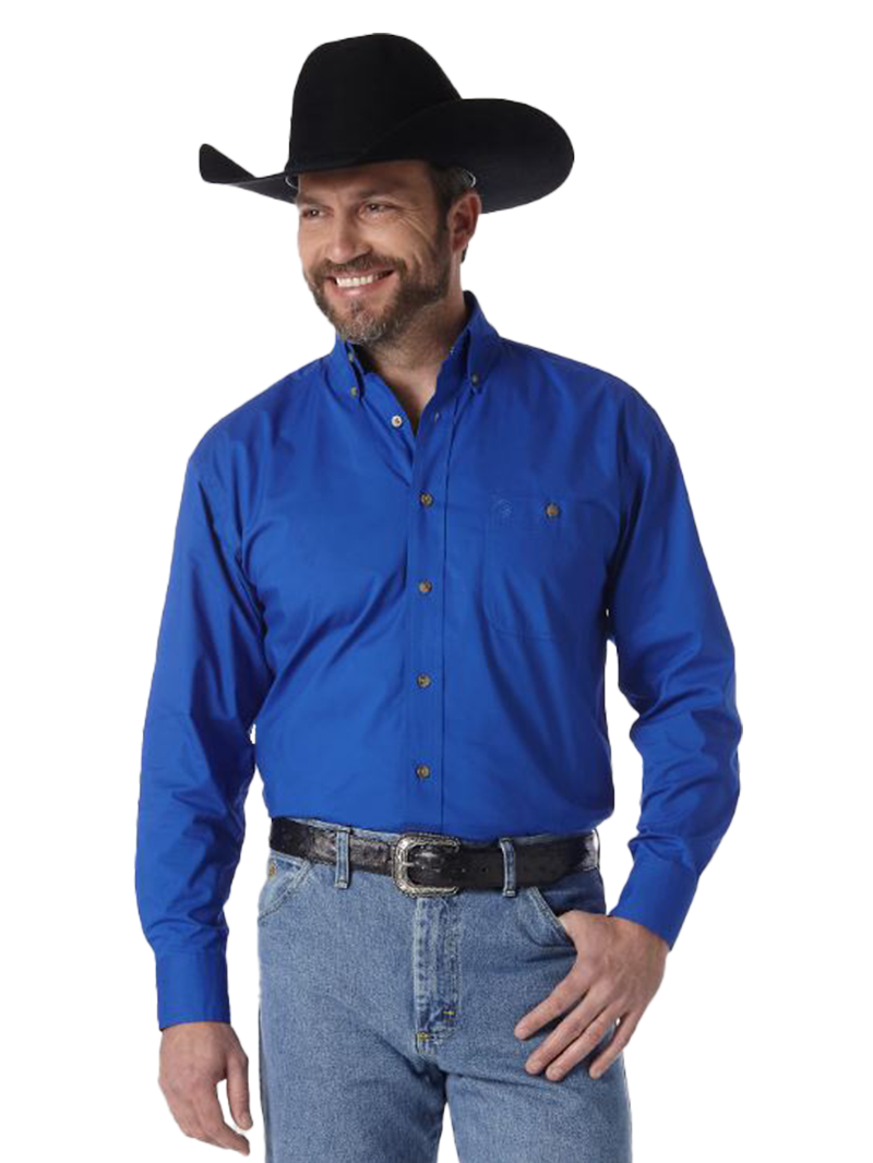 Wrangler George Strait Royal Blue Solid Shirt