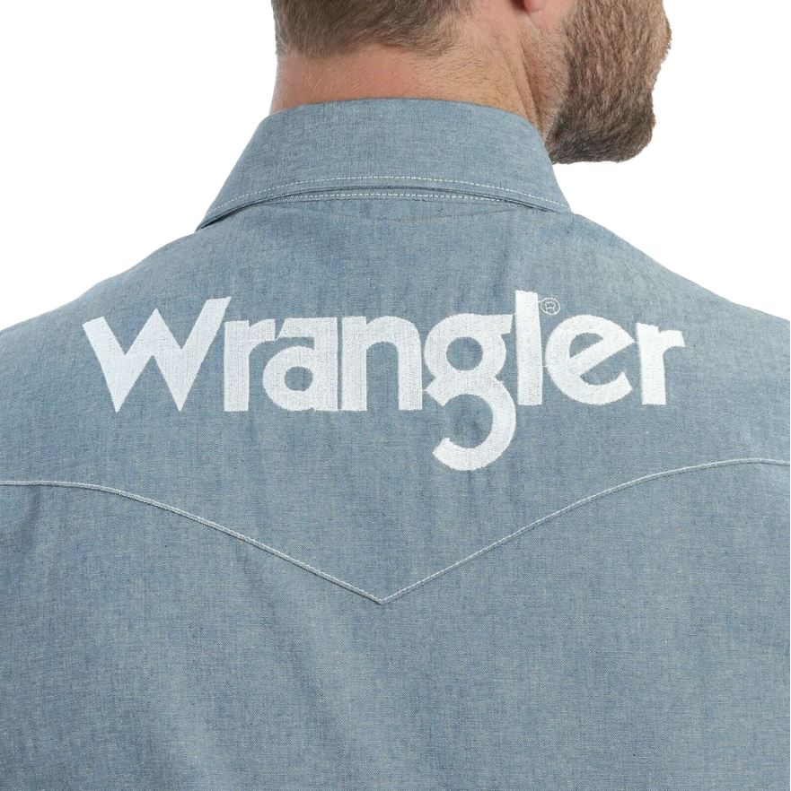 Wrangler Men’s Long Sleeve Button Down Logo Shirt