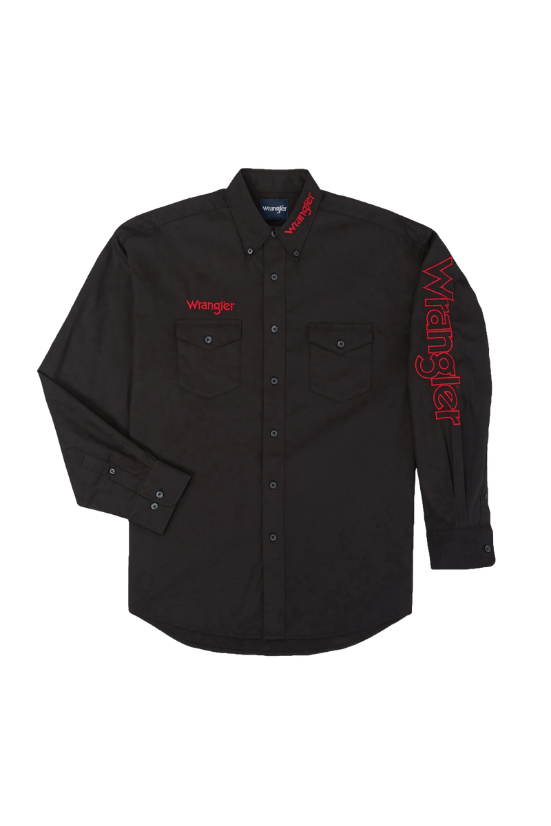 Wrangler Men's Long Sleeve Western Logo Button Down Shirt