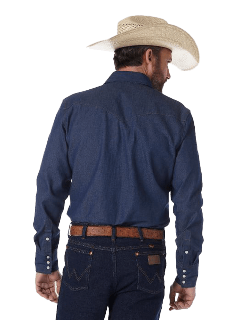 Wrangler Men's Cowboy Cut Denim Blue Work Shirt
