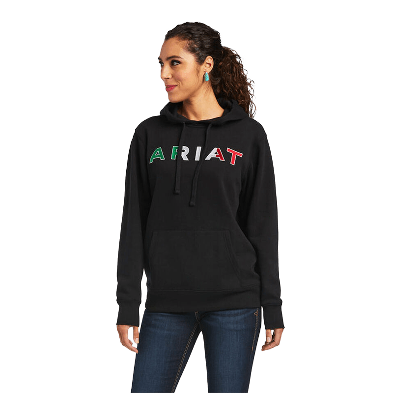 Ariat Women's Mexico Flag Logo Pullover Black Hoodie