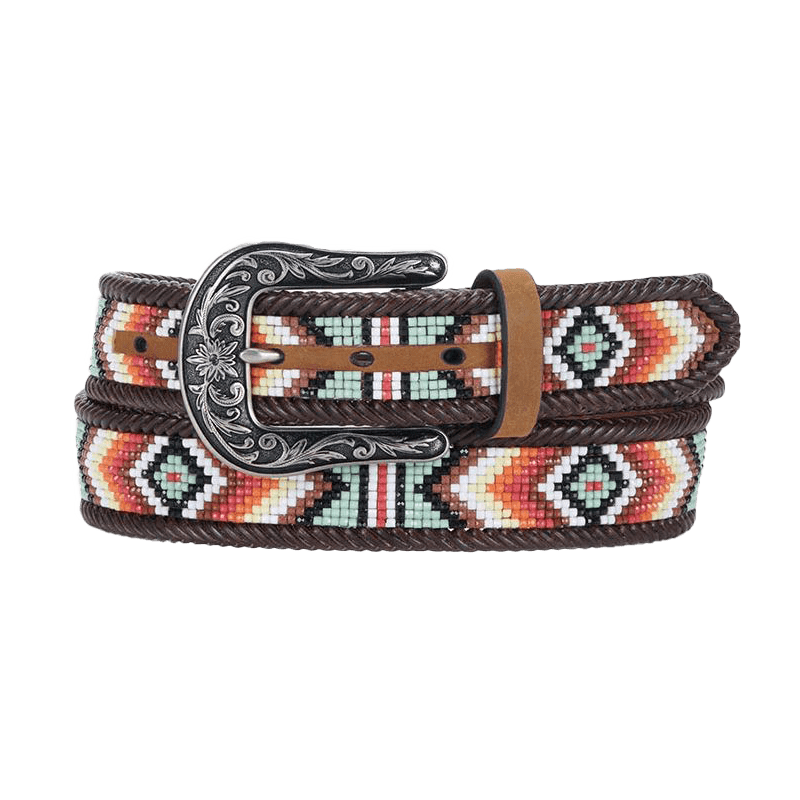 Nocona Women's Aztec Diamond Beaded Multicolor Belt