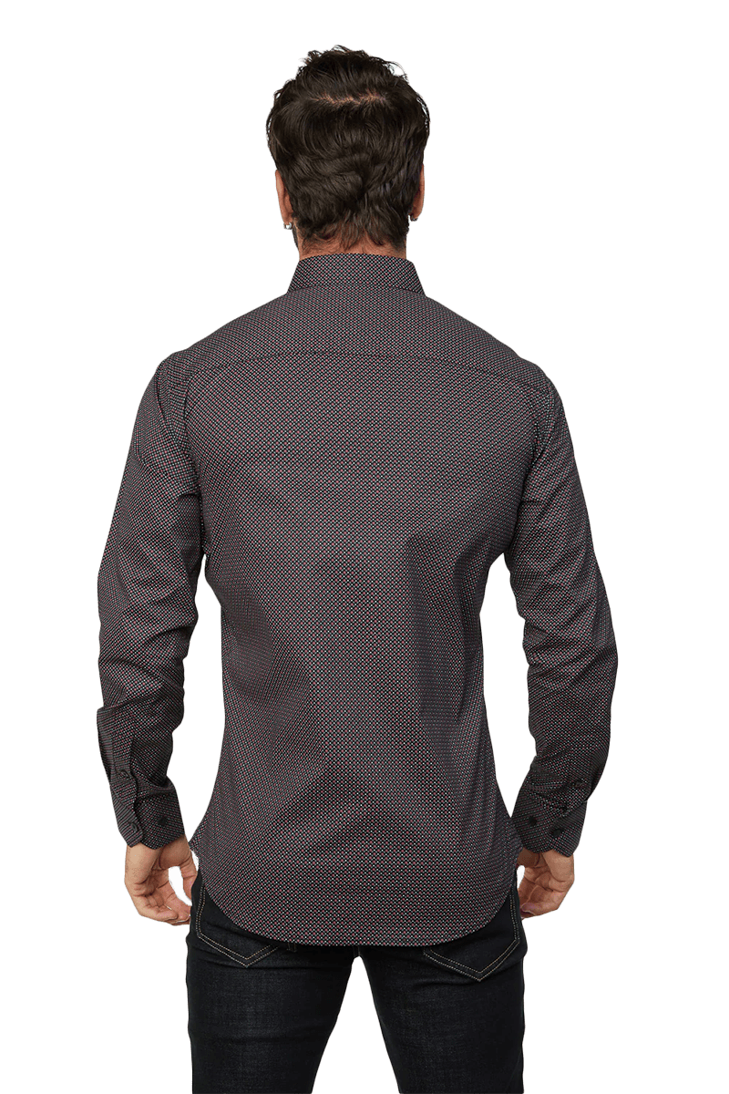 Platini Men's Monogram Digital Print Press Black Shirt