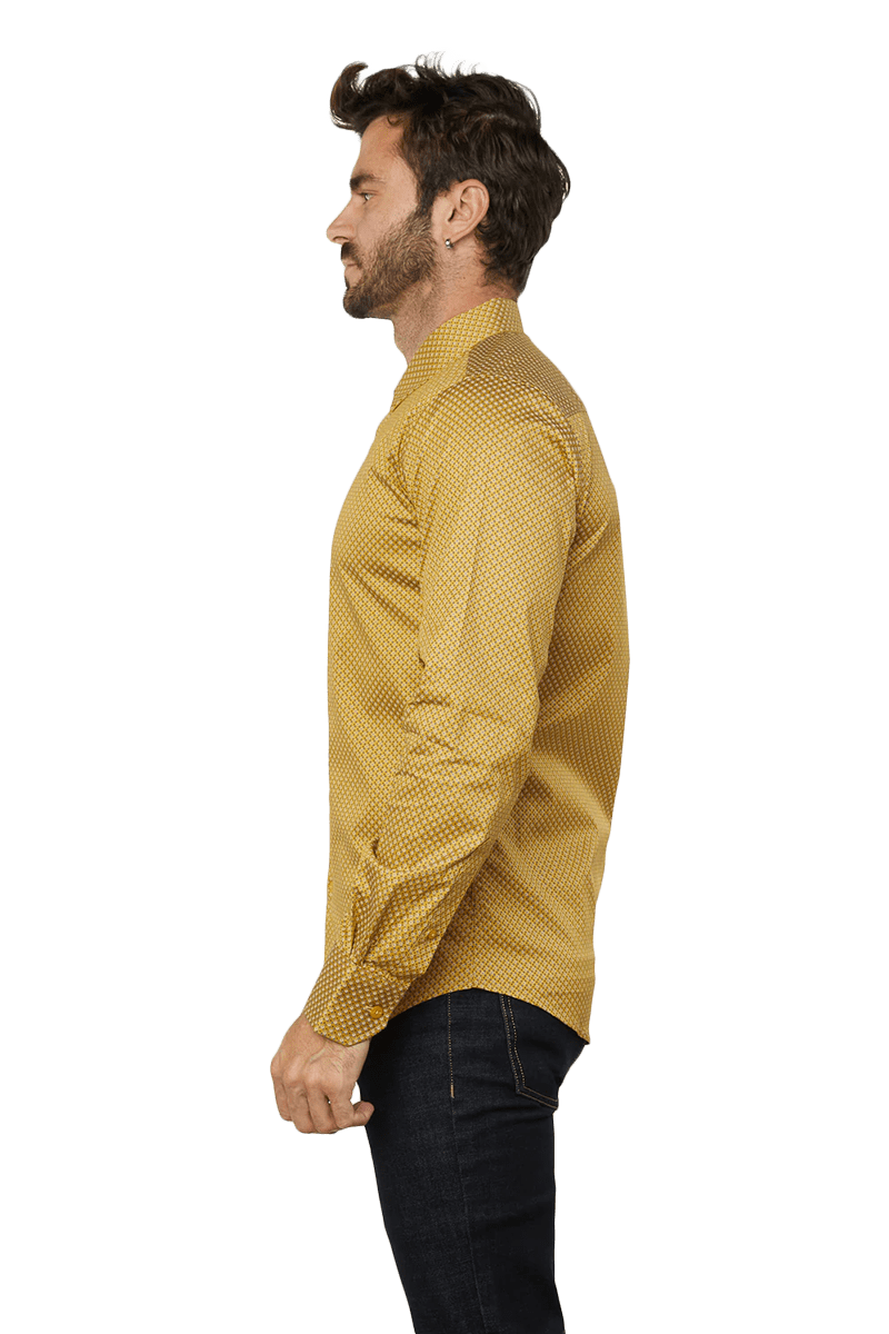Platini Mustard Monogram Digital Print Dress Shirt