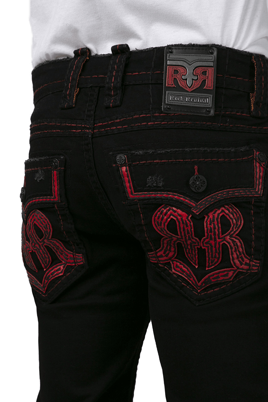 Rock Revival Men's Rey J203r Straight Jeans - Stylish Western Black Wash  Bottoms