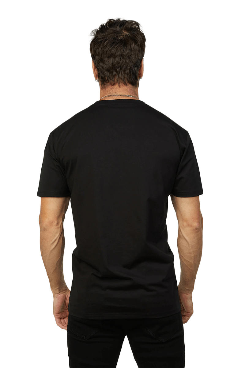Platini Men's Black Cotton Rhinestone T-Shirt
