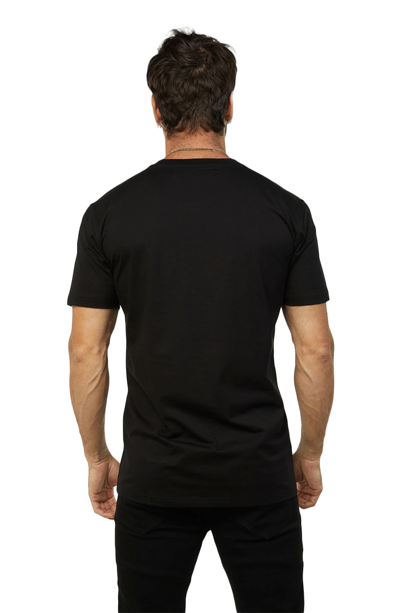 Platini Black Cotton Rhinestone Original Print T-Shirt
