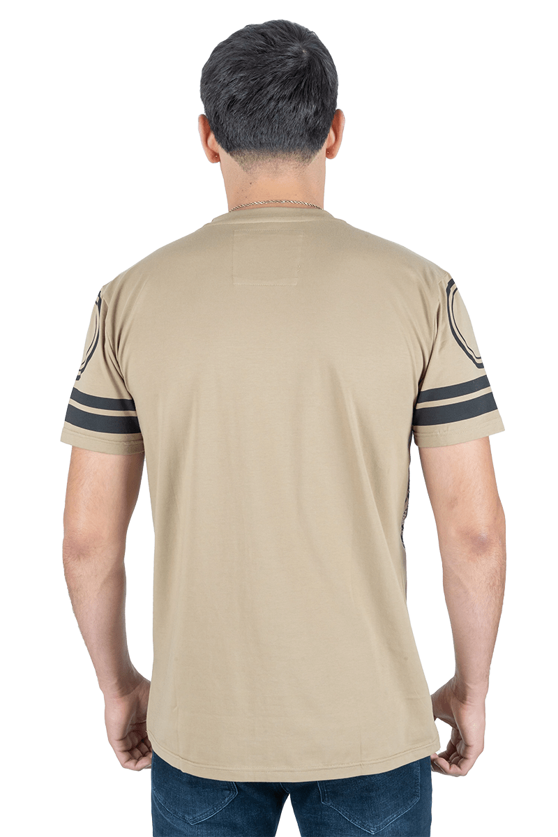 Platini Men's Cotton Khaki Rhinestone T-shirt