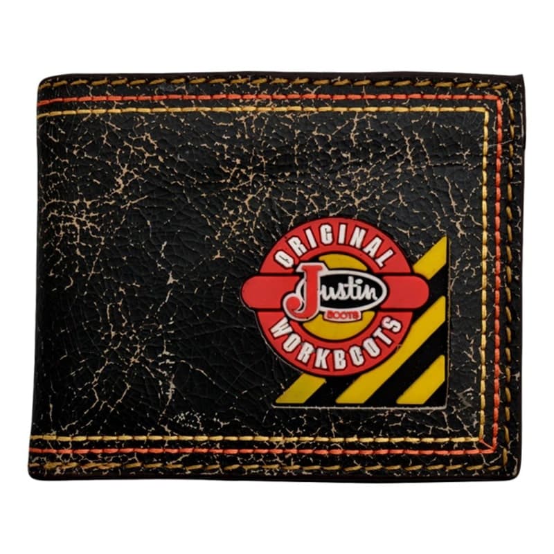 3-d Justin Men's Black Leather Wallet