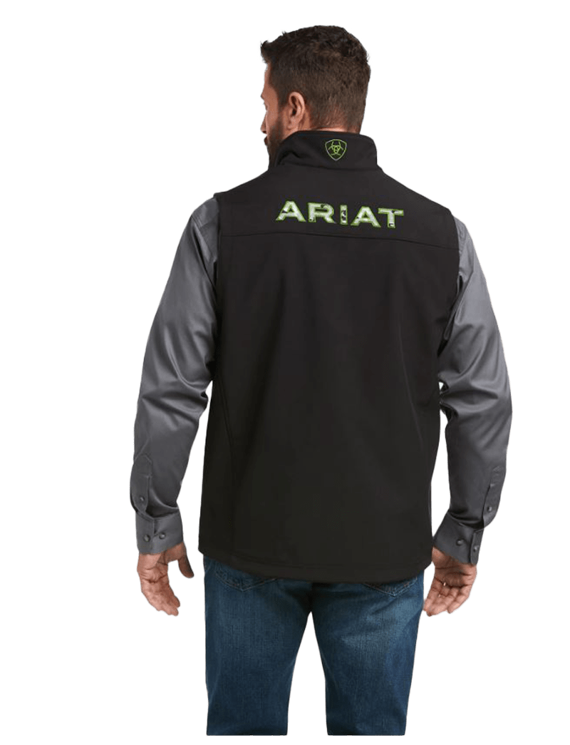 Ariat Men's Logo 2.0 Black & Green Trim Softshell Vest