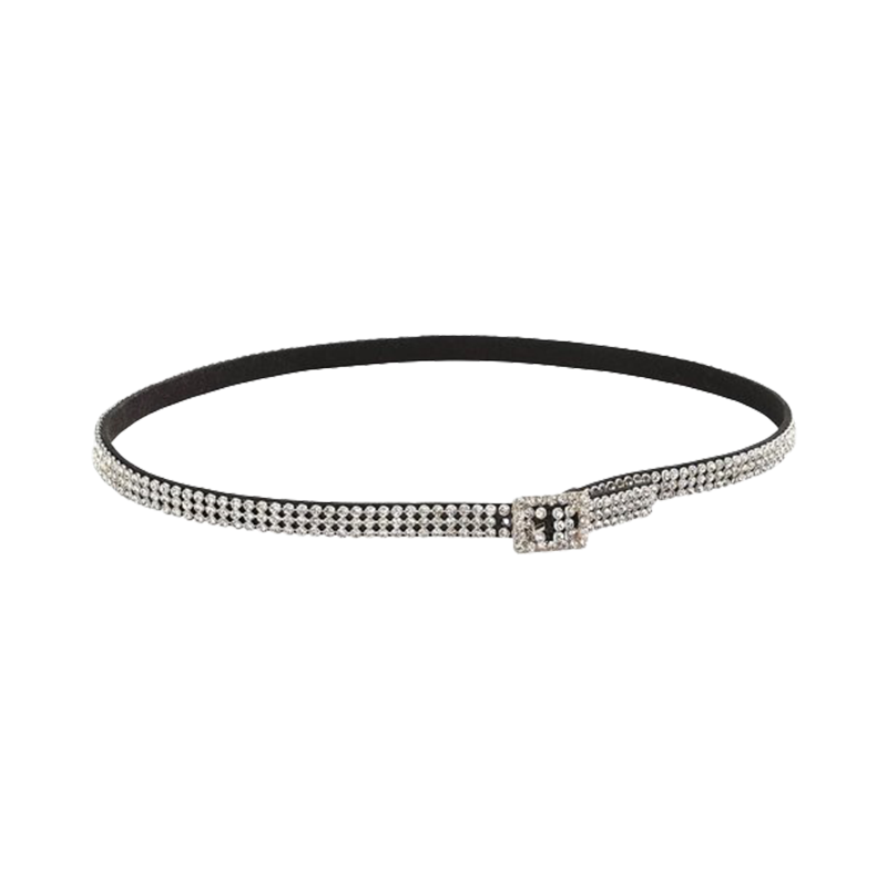 3D Clear Crystal Hat Band - Black