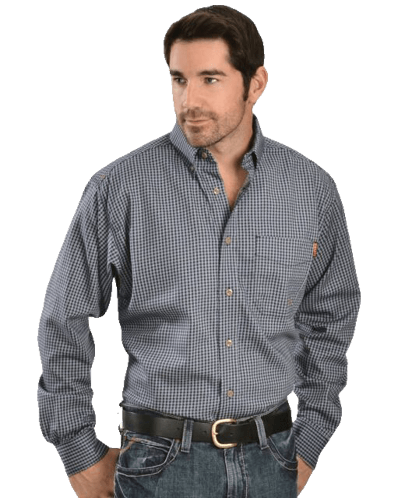 Ariat Flame Resistant Blue Plaid Twill Work Shirt