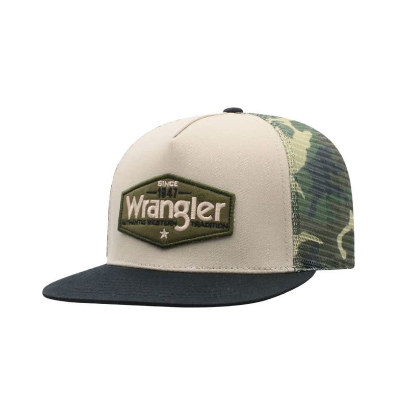 Wrangler Men's 6 Panel Twill Mesh Camo Cap